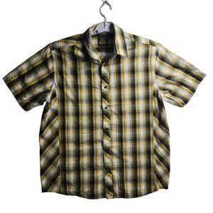 Prana Plaid Short Sleeve Button Up Casual Shirt Outdoor Travel Medium‎